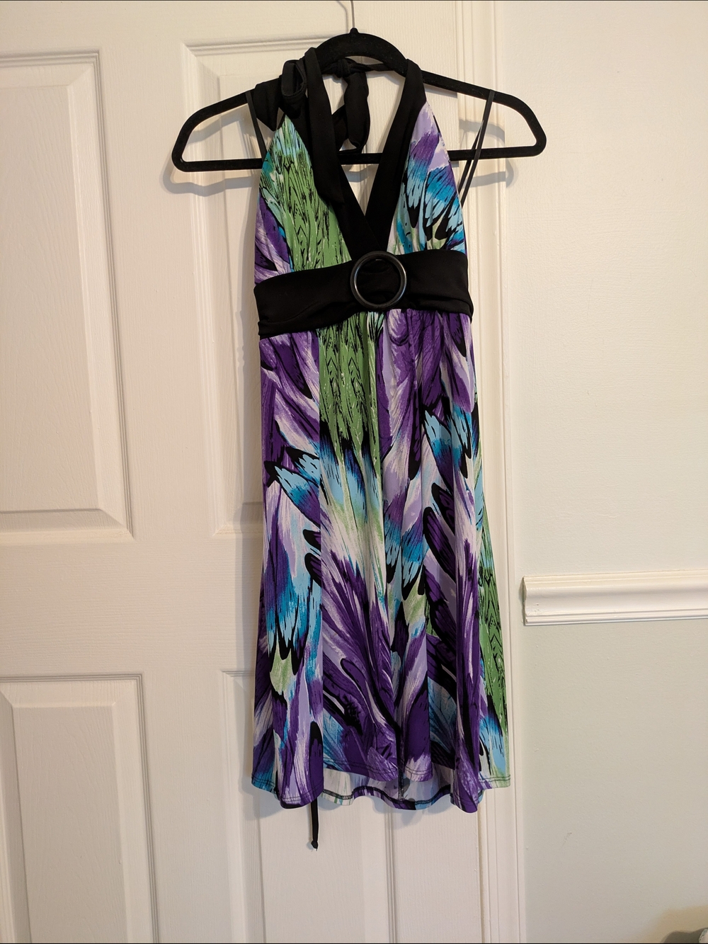 Halter Floral Print Dress in Purple, Blue & Green